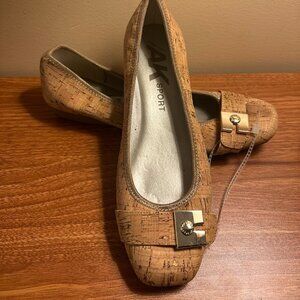 Anne Klein AK Sport Cork Ballet Flats Gold Hardware Women’s Size 8.5 - NWT